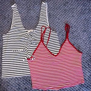 Set Of 2 Striped Cropped Tops